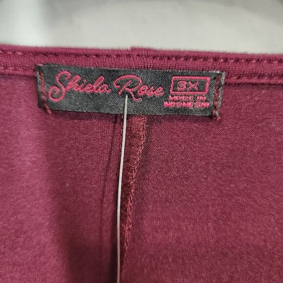 Shiela Rose Short Sleeve Jersey Knee Length T-shirt Dress in Maroon -‎ Size 3X - Picture 4 of 6